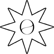 eight pointed star with a bisected circle inside